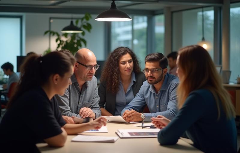 The ChromaConnect team in a professional office setting, collaborating on a project