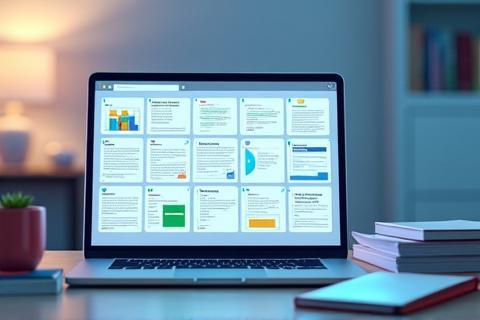 Digital documents and industry reports on a screen