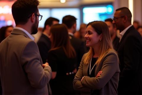 People networking and talking at a professional industry event